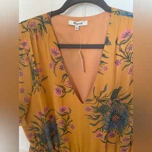 New with tags madewell mustard dress with flowers size 14 xl extra large